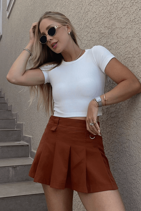 Blusa Cropped Manga Curta Basic Slim Canelado Power Dalila Preto Branco