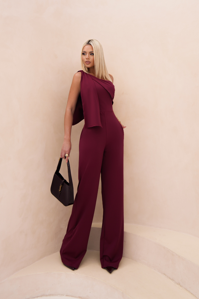 Macacão Pantalona Assimétrico Fluído Susana Framboesa